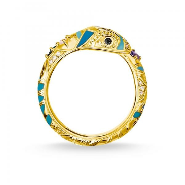 Thomas Sabo Kígyó arany gyűrű színes kövekkel 