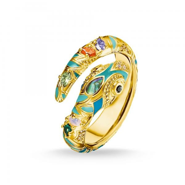 Thomas Sabo Kígyó arany gyűrű színes kövekkel 
