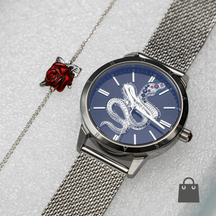 Thomas Sabo kígyó mintás női óra ezüst karkötővel