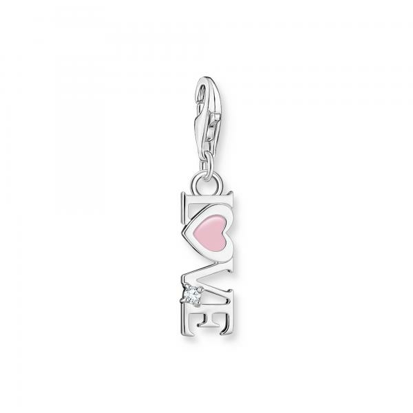 Thomas Sabo Love felirat ezüst charm rózsaszín tűzzománccal 2011-041-9