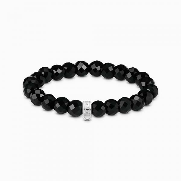 Thomas Sabo Obszidián gumis karkötő charmtartóval 