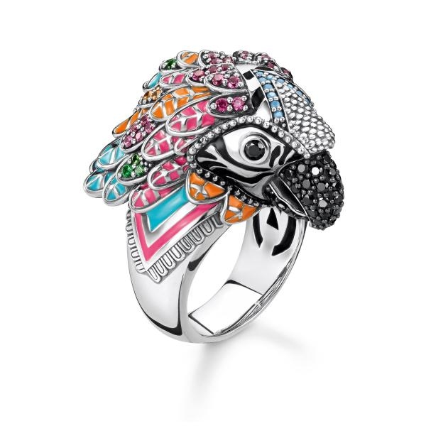 Thomas Sabo Papagáj ezüst gyűrű színes kövekkel 