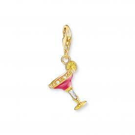 Thomas Sabo Pink koktélos pohár aranyozott ezüst charm 1931-565-9