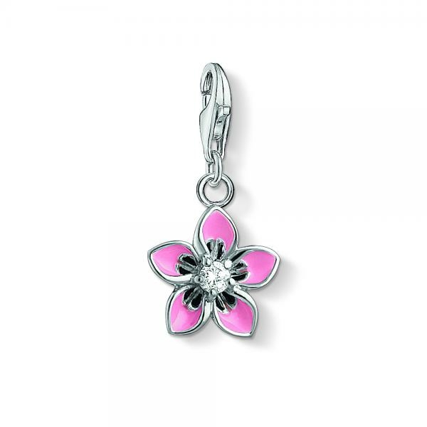 Thomas Sabo Pink virág ezüst charm tűzzománccal cirkóniával 1354-041-9