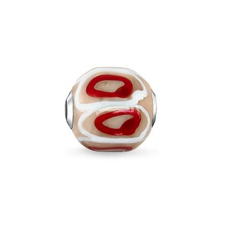 Thomas Sabo Piros bézs fehér üveg karma gyöngy K0252-017-19