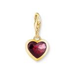 Thomas Sabo Piros szív aranyozott ezüst foglalatban charm 2094-414-10