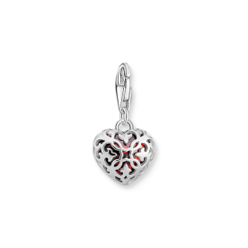 Thomas Sabo Piros szív ezüst foglalatban charm 2094-699-10