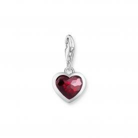 Thomas Sabo Piros szív ezüst foglalatban charm 2094-699-10