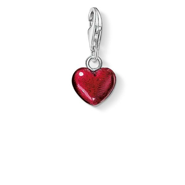 Thomas Sabo Piros szí­v tűzzománc ezüst charm 0794-007-10