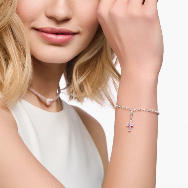 Thomas Sabo Rózsaszín kereszt ezüst charm 2032-051-9