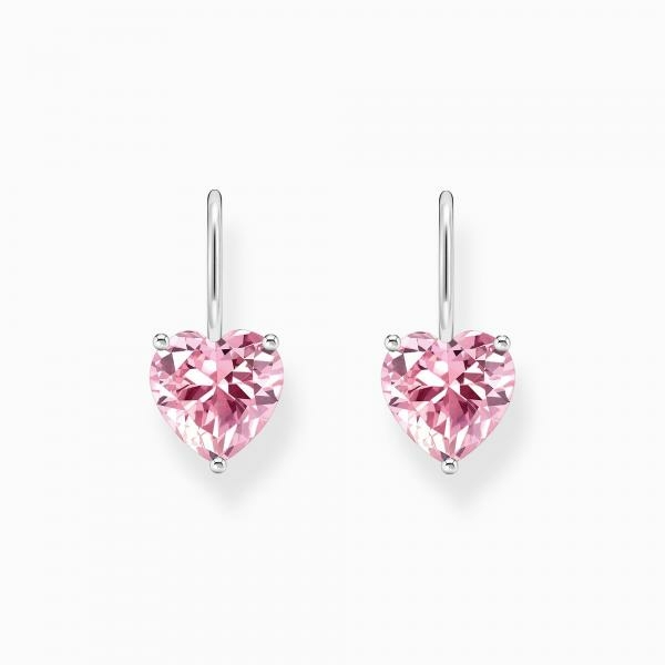 Thomas Sabo Rózsaszín szív alakú ezüst fülbevaló H2288-051-9