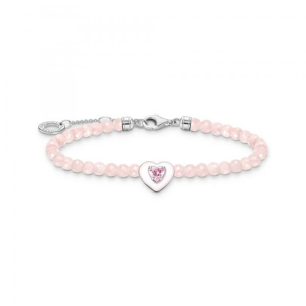 Thomas Sabo Rózsaszín szív rózsakvarc ezüst karkötő tűzzománccal A2092-035-9-L19V