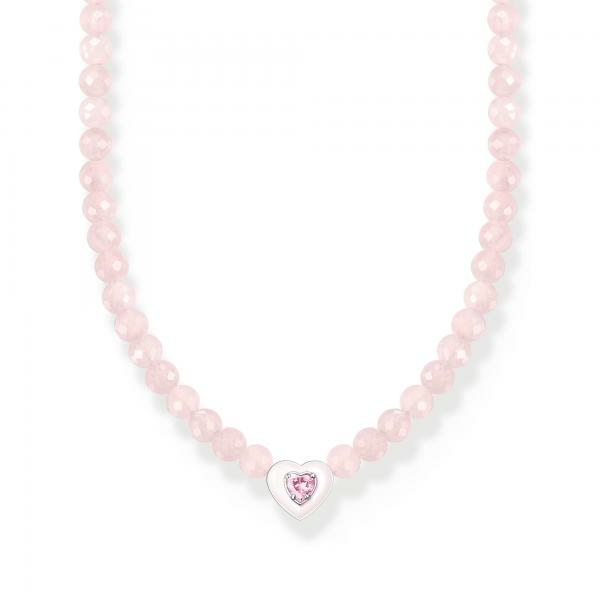 Thomas Sabo Rózsaszín szív rózsakvarc ezüst nyaklánc tűzzománccal KE2181-035-9-L42V