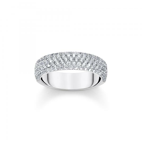 Thomas Sabo Széles ezüst gyűrű pávé cirkóniával 