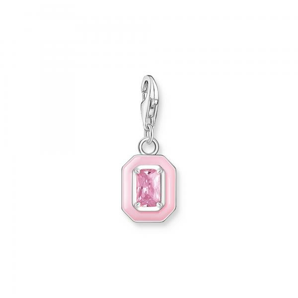 Thomas Sabo Szögletes medál rózsaszín tűzzománccal ezüst charm 2030-041-9