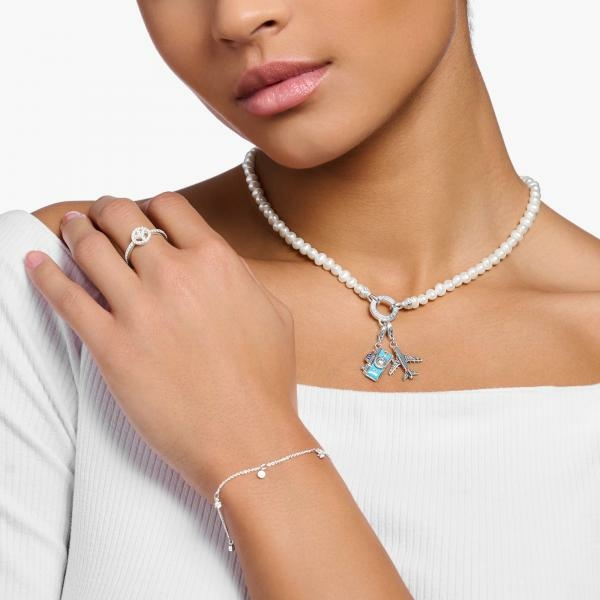 Thomas Sabo Tenyésztett gyöngy állítható charmtartós ezüst nyaklánc KE2187-167-14-L45V