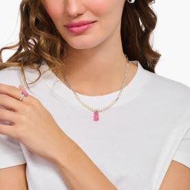 Thomas Sabo Tenyésztett gyöngy és ezüst nyaklánc rózsaszín Haribo gumi macival KE2207-082-9-L45V