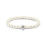 Thomas Sabo Tenyésztett gyöngy gumis karkötő ezüst charmtartóval 