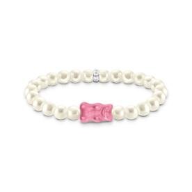 Thomas Sabo Tenyésztett gyöngy gumis karkötő rózsaszín Haribo gumi macival 