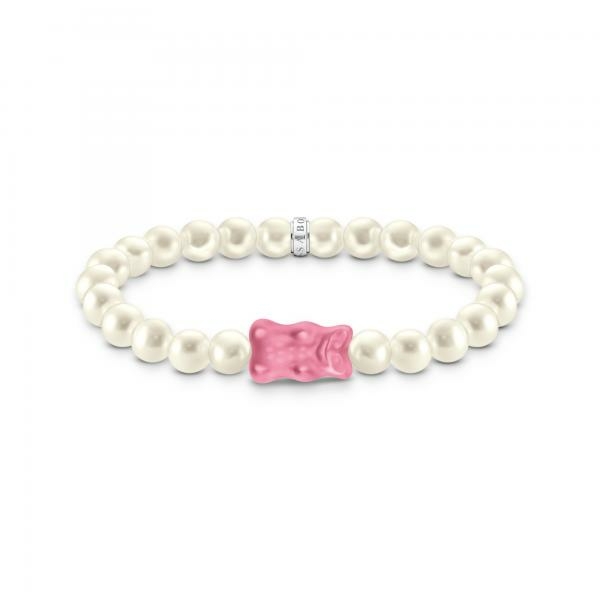 Thomas Sabo Tenyésztett gyöngy gumis karkötő rózsaszín Haribo gumi macival 