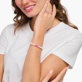 Thomas Sabo Tenyésztett gyöngy gumis karkötő rózsaszín Haribo gumi macival 