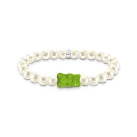Thomas Sabo Tenyésztett gyöngy gumis karkötő zöld Haribo gumi macival 