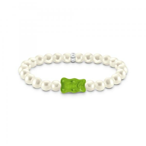 Thomas Sabo Tenyésztett gyöngy gumis karkötő zöld Haribo gumi macival 