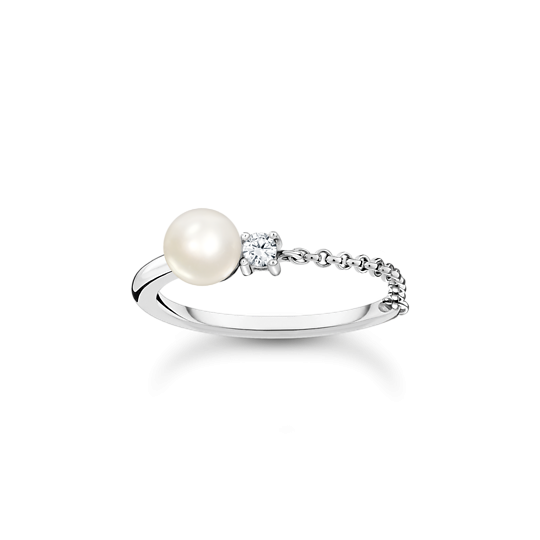 Thomas Sabo Tenyésztett gyöngy láncos ezüst gyűrű cirkóniával 