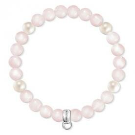 Thomas Sabo Tenyésztett gyöngy rózsakvarc gumis karkötő 