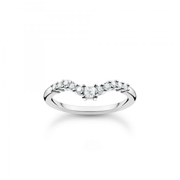 Thomas Sabo V formájú ezüst gyűrű cirkónia kövekkel 