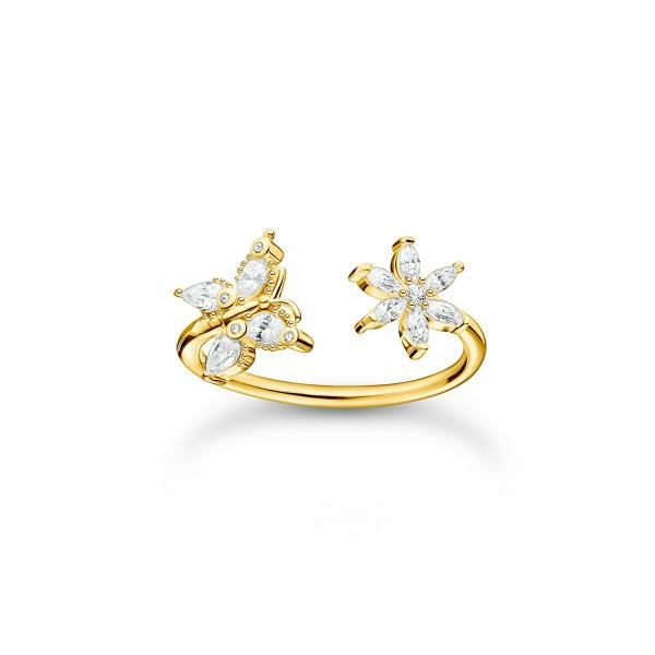 Thomas Sabo Virág pillangó aranyozott ezüst gyűrű 