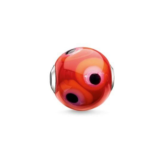 Thomas Sabo Vörös narancs fekete üveg karma gyöngy K0284-017-10