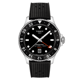 Tissot  Seastar 1000 quartz GMT fekete számlapos gumi szíjas karóra T1208521705100