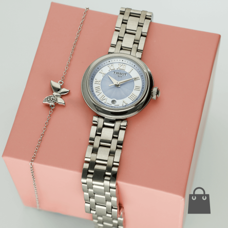 Tissot Bellissima kék női karóra Nomination karkötővel