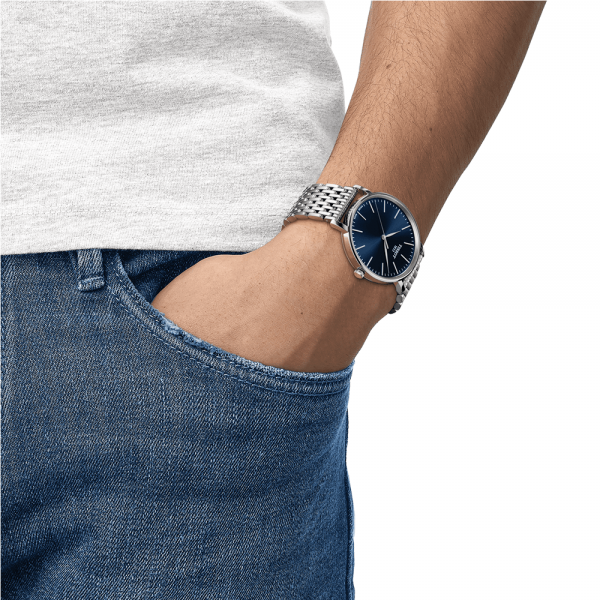 Tissot Everytime kék számlapos férfi óra T1434101104100
