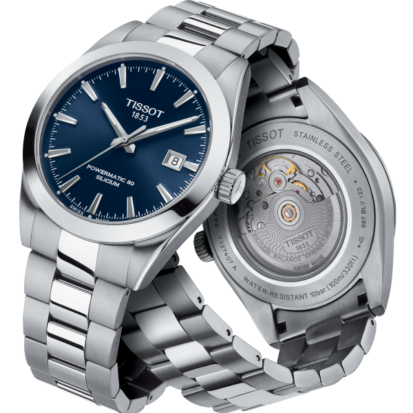 Tissot Gentleman powermatic 80 silicium kék számlapos férfi óra T1274071104100