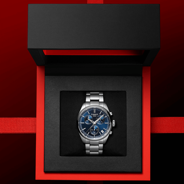 Tissot PR 100 kék számlapos chronograph férfi karóra T1504171104100