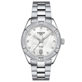 Tissot PR 100 Lady Sport Chic ezüst színű női óra gyémántokkal T1019101111600