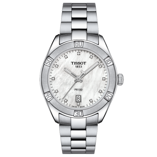 Tissot PR 100 Lady Sport Chic ezüst színű női óra gyémántokkal T1019101111600