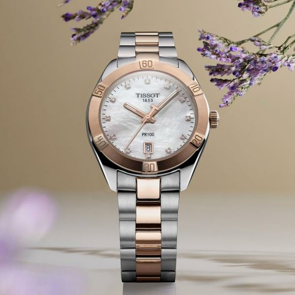 Tissot PR 100 Lady Sport Chic kéttónusú női óra gyémántokkal T1019102211600