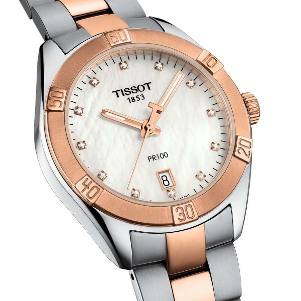 Tissot PR 100 Lady Sport Chic kéttónusú női óra gyémántokkal T1019102211600