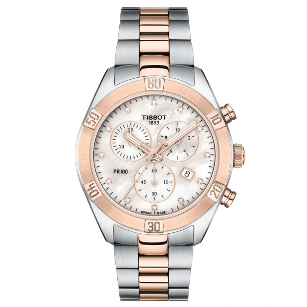 Tissot PR 100 Sport Chic Diamonds női bicolor chronograph karóra T1019172211600