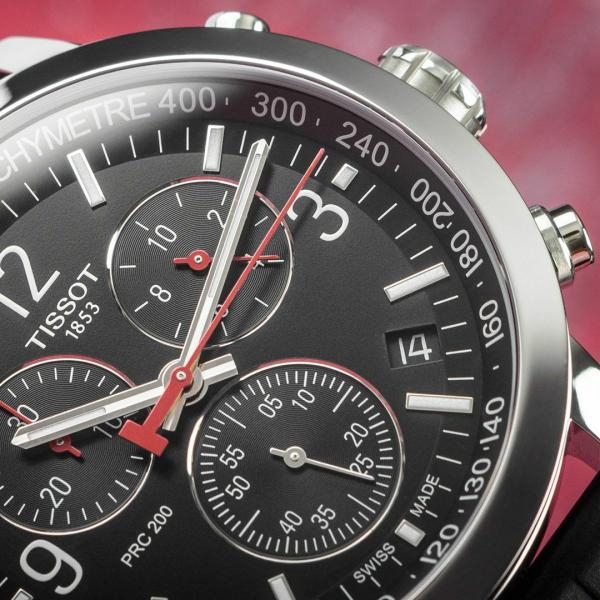 Tissot PRC 200 fekete számlapos szilikonszíjas chronograph férfi karóra T1144171705700