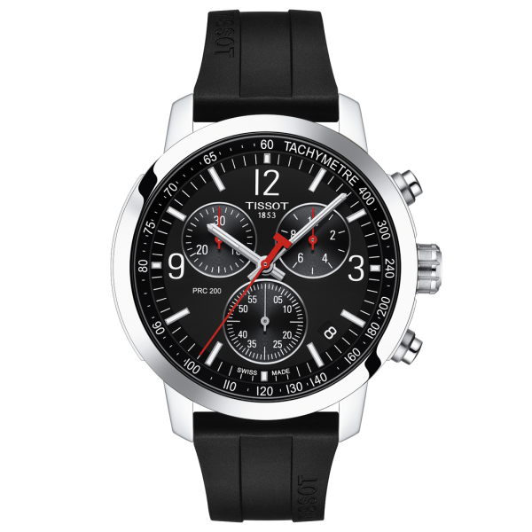Tissot PRC 200 fekete számlapos szilikonszíjas chronograph férfi karóra T1144171705700