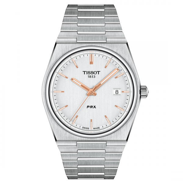 Tissot PRX quartz ezüst számlapos karóra T1374101103100