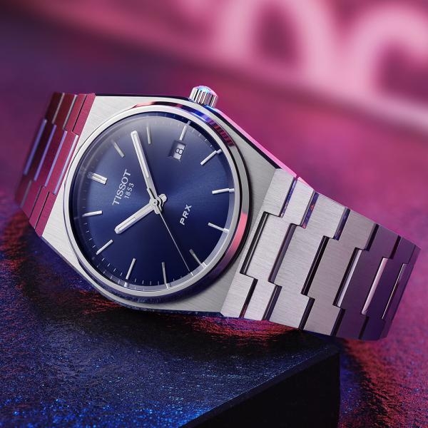 Tissot PRX quartz sötétkék számlapos férfi karóra T1374101104100
