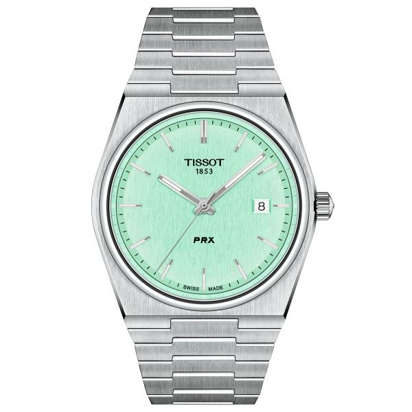 Tissot PRX quartz világos tiffany zöld számlapos karóra T1374101109101