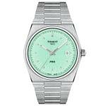 Tissot PRX quartz világos tiffany zöld számlapos karóra T1374101109101