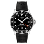 Tissot Seastar 1000 quartz GMT fekete számlapos gumi szíjas karóra T1208521705100