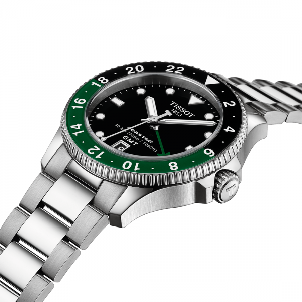 Tissot Seastar 1000 quartz GMT zöld fekete számlapos karóra T1208521105100